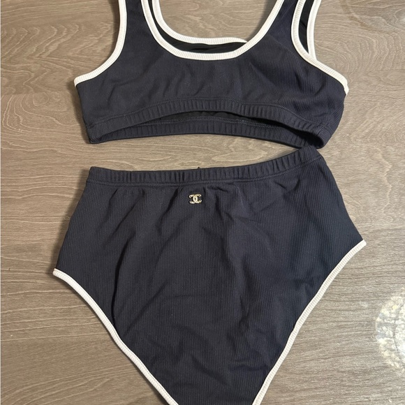 CHANEL 22S BLACK ECRU TWO PIECE
SWIMSUIT JEWELED - Picture 8 of 11